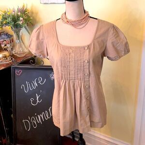 Pintucked Button Organic Cotton Top EUC